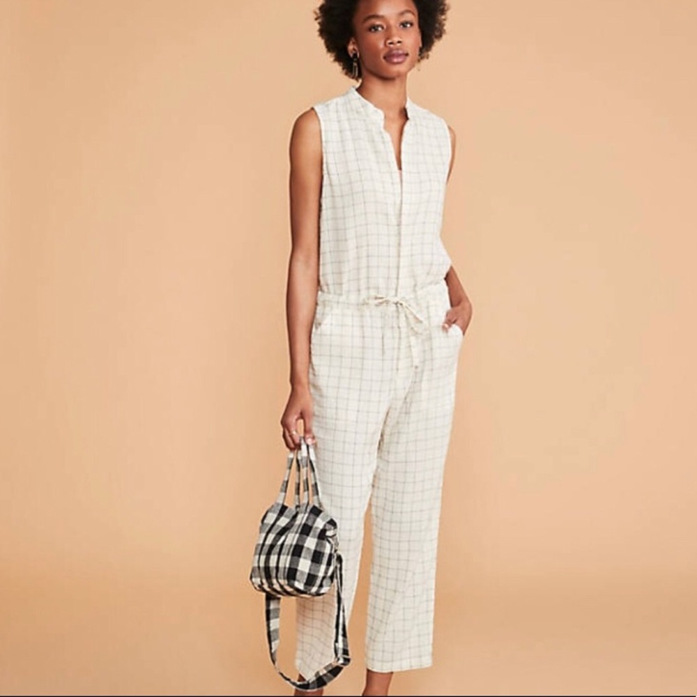 NWT Lou & Grey Crinkle Plaid Jumpsuit